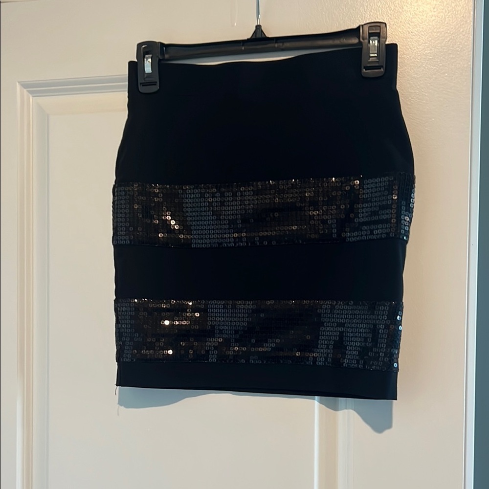 Elegant Black Sequin Mini Skirt